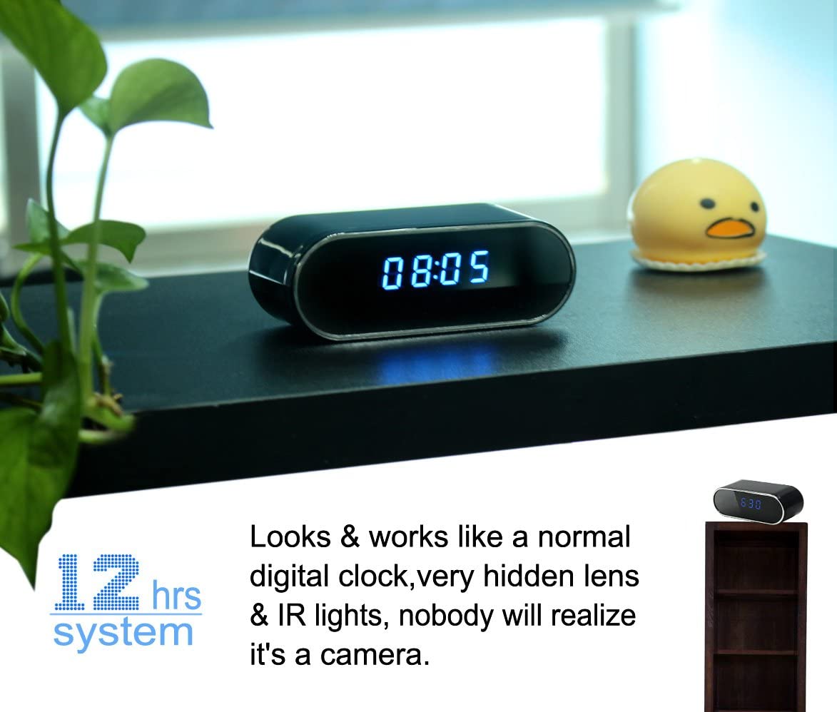 1080p hd wireless wifi hidden spy alarm clock ip camera